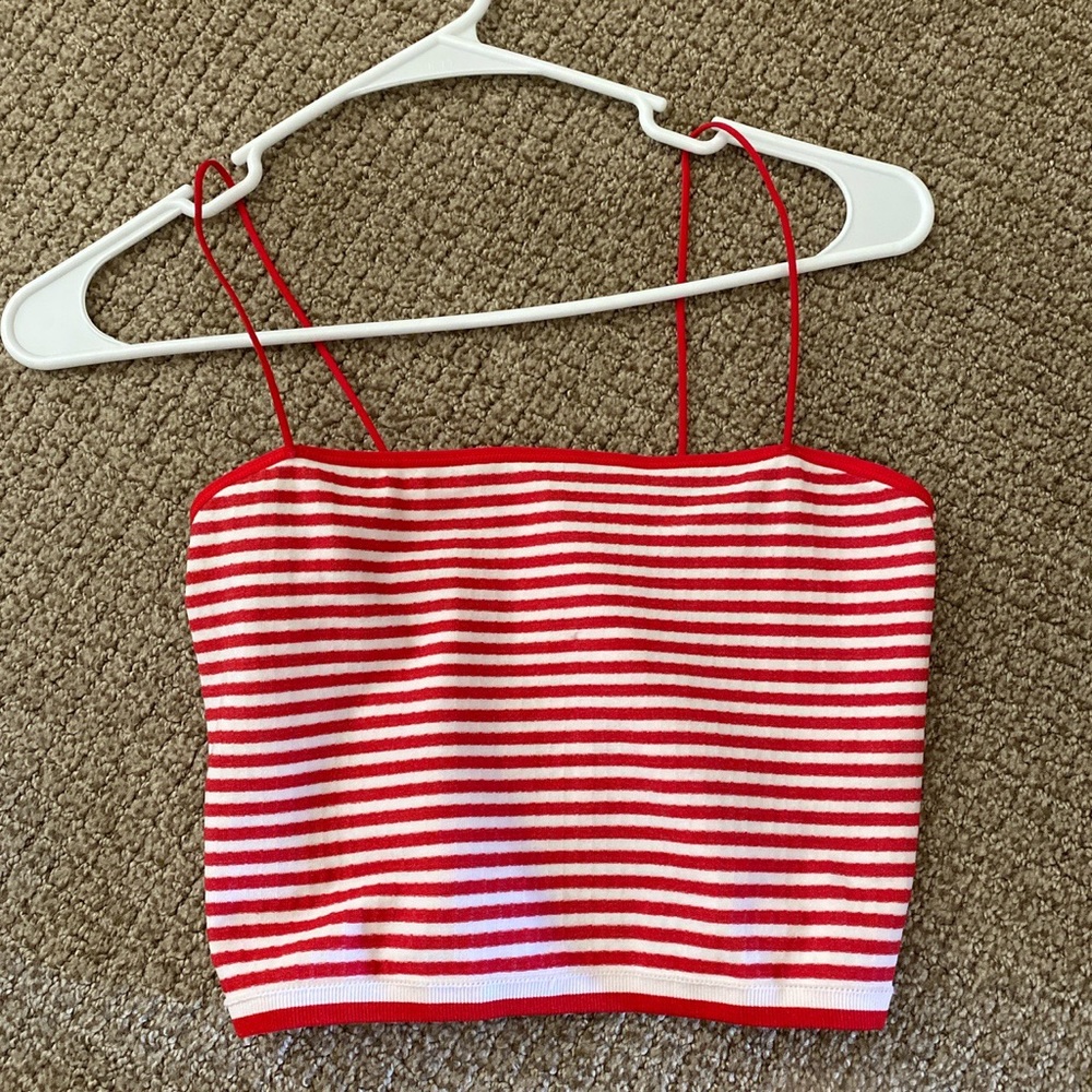Red and white striped tank top